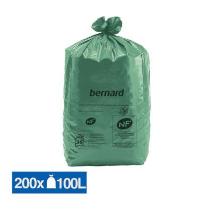 Sacs poubelle déchets lourds Bernard Green NF verts 100 L, lot de 200_0