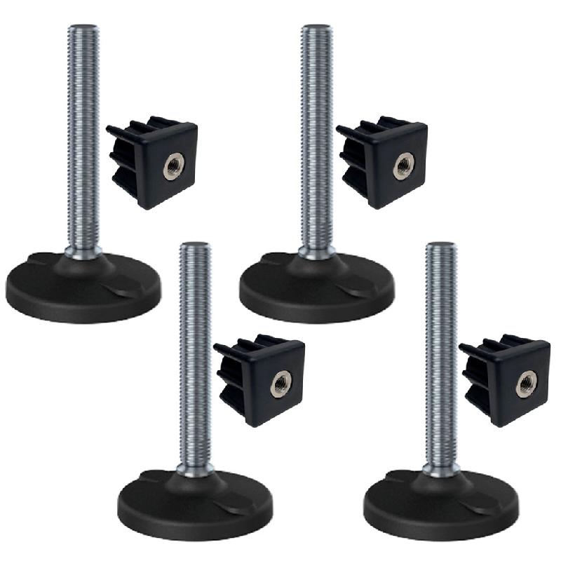 Pied en inox 20x150x100mm, plastique avec trous+inserts 40x40x2.0mm -Set of 4_0