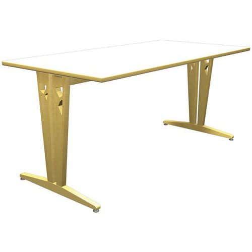 TABLE IRISS 160 X 80 CM DL - STRATIFIÉ BLANC/HÊTRE NATUREL
