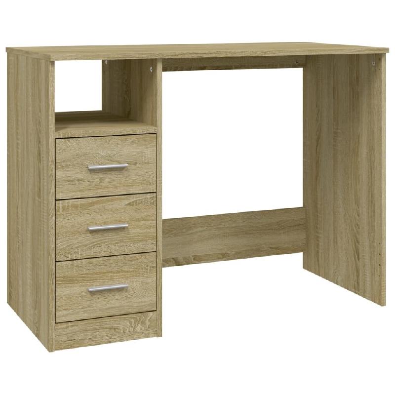 VidaXL Bureau avec tiroirs Chêne sonoma 102x50x76 cm Bois d'ingénierie Modèle Orion Confort - marron 823035_0