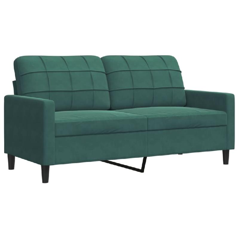 VidaXL Canapé à 2 places Vert foncé 140 cm Velours Modèle Oerlissex - 4007626_0