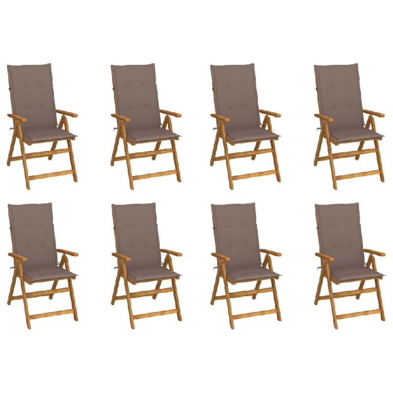 VidaXL Chaises Pliables De Jardin Avec Coussins Lot De 8 Bois D Acacia - gris 3075062_0