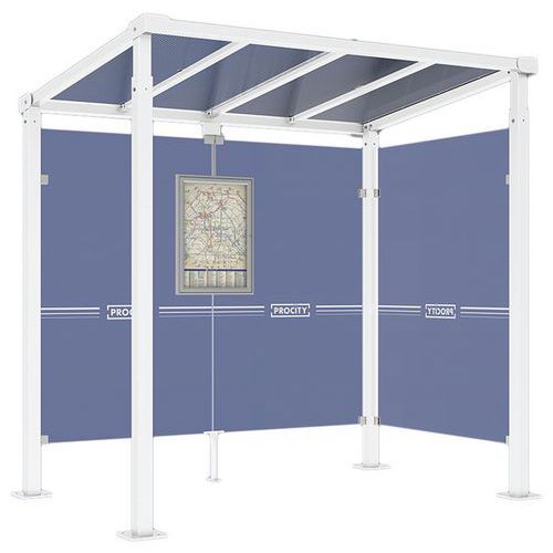 ABRI BUS MILAN 2.50 M - 1 BARDAGE LATÉRAL - BLANC 9010 - PROCITY