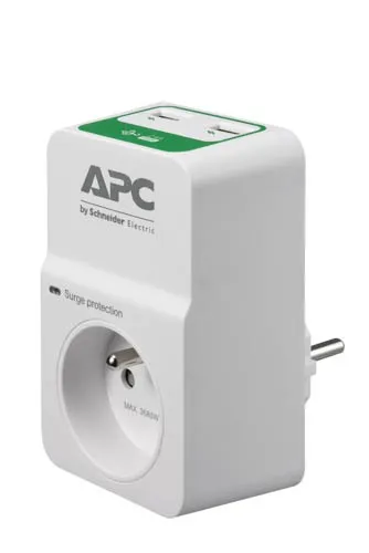 APC Essential SurgeArrest 1 Outlet 230V 2 Port USB Charger_0
