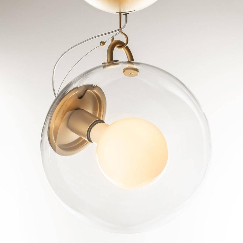 ARTEMIDE MICONOS PLAFONNIER EN VERRE ET LAITON