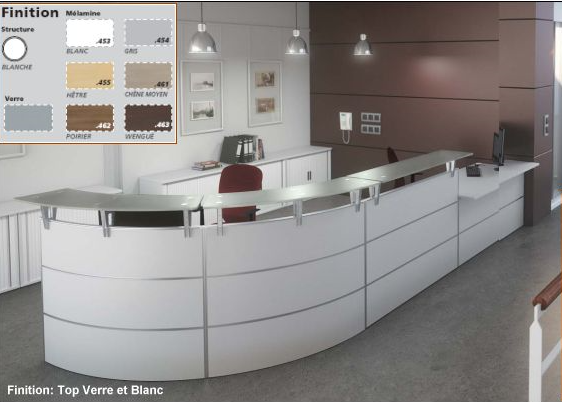 Banque d'accueil ROOK série K3 - modules multi-panneaux avec piètement K3 et top en verre sécurisé 15mm_0
