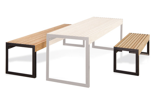 Banquette pour pique-nique - Promenades Étroite - Husson International - Structure acier et finition double revêtement - Bois résineux, exotique ou bambou_0