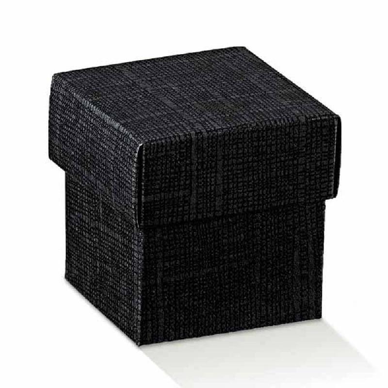 Boite avec couvercle carton effet soie noire 13x9x4cm - par 10_0
