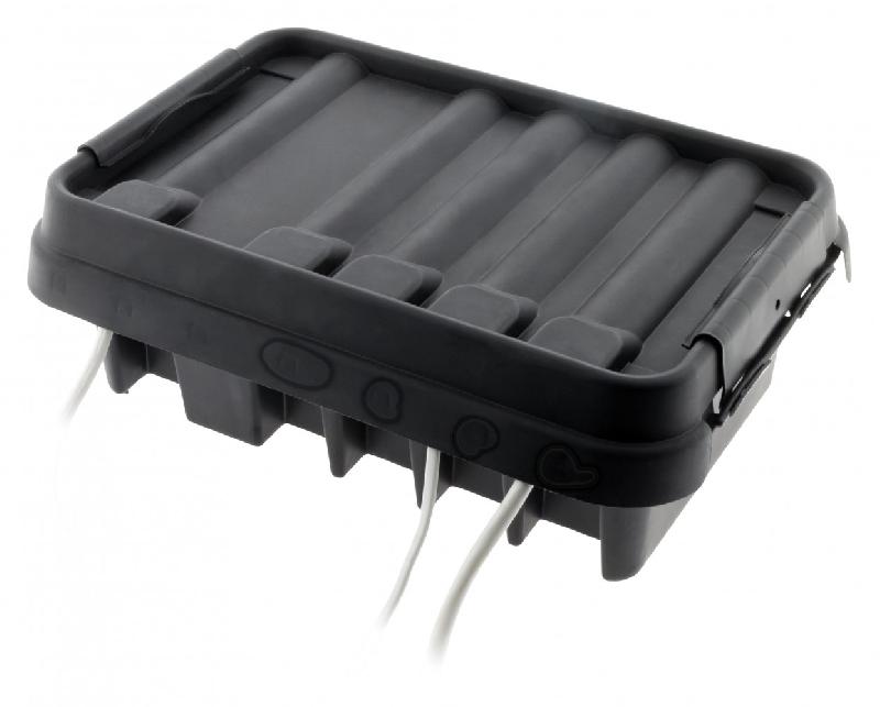 Boîtier de raccordement étanche IP55 - Noir - Dimensions compactes 9 cm - Pour prolongateur, multiprise et programmateur_0