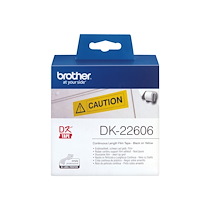 RUBAN PAPIER ADHÉSIF CONTINU NOIR/JAUNE LARGEUR 62MM / LONGUEUR 15M DK22606
