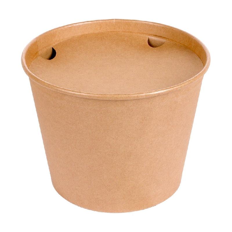 Bucket poulet avec couvercle kraft 4500 ml Ø21,6/16x16,6cm naturel - par 120_0