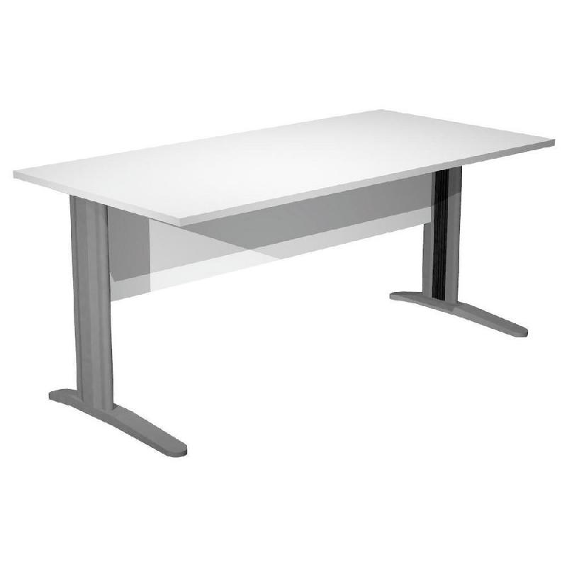 BUREAU DROIT PRONTO METAL - L.160 X P.80 CM - PLATEAU BLANC - PIEDS L ANTHRACITE