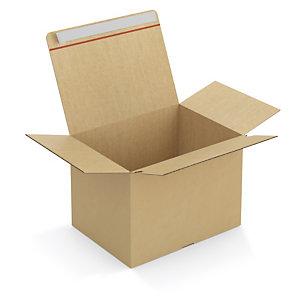 CAISSE CARTON BRUNE SIMPLE CANNELURE MONTAGE INSTANTANÉ FERMETURE ADHÉSIVE RAJA 39X29X28 CM