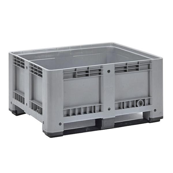 Caisse palette plastique rigide pleine - 2 semelles 1200 x 1000 x 600 mm Gris - Réf : CAI123CP1210013_0