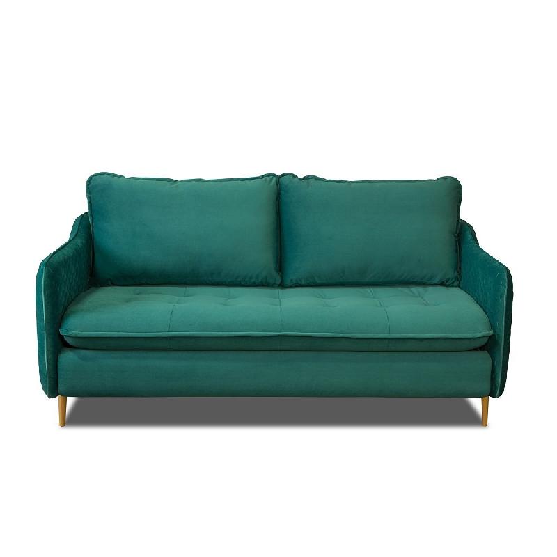 Canapé lit scandinave 3 places Lagos 140 cm - ouverture express, sommier à lattes, matelas 13 cm en velours vert canard_0