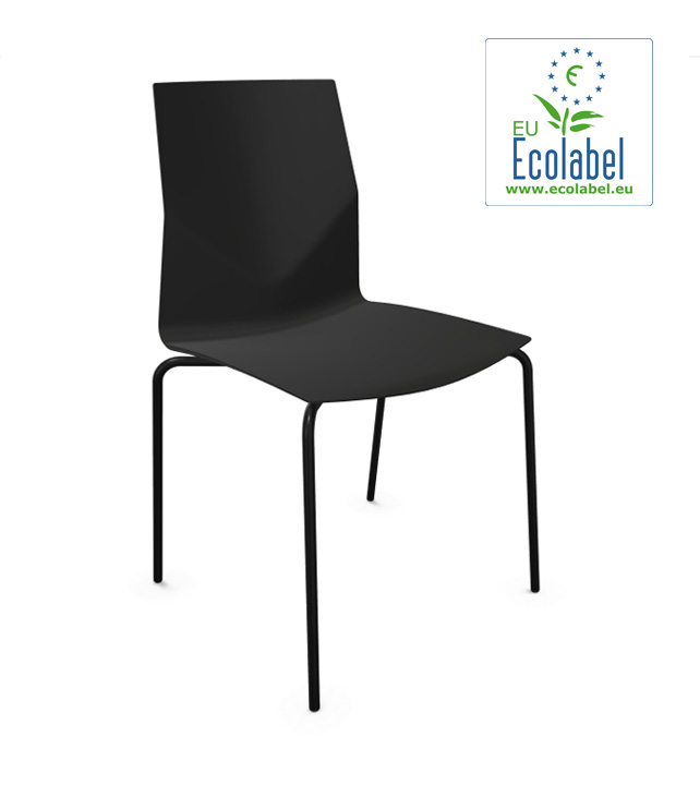 Chaise empilable Fourcast2® - dossier flexible en V - 8 couleurs - bois ou plastique - patins en téflon_0