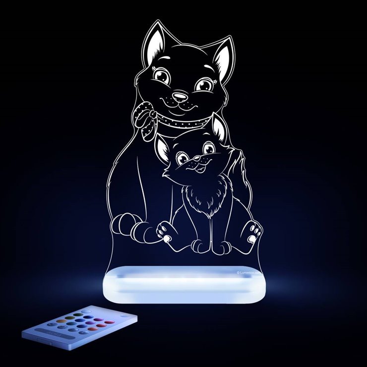 CHAT-LAMPE-VEILLEUSE LED H17CM TRANSPARENT ALOKA