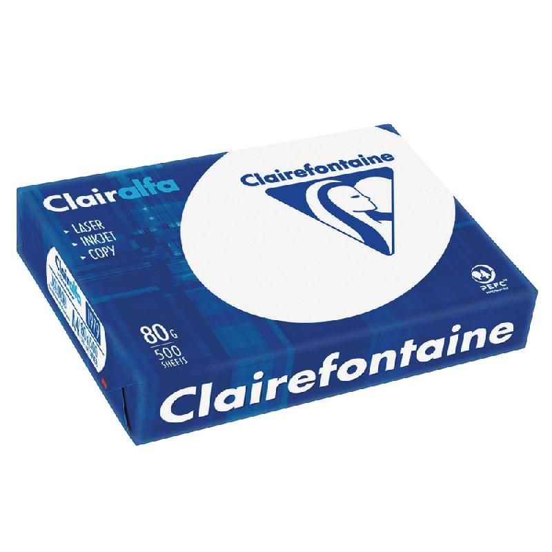 CLAIREFONTAINE PAPIER CLAIRALFA - RAMETTE DE 500 FEUILLES - FORMAT A4 (80G/M²) - COULEUR BLANC (PRIX À LA RAMETTE)