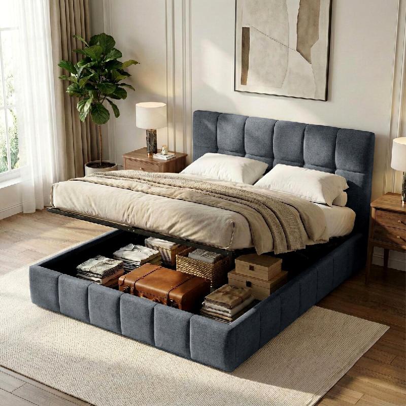 CLP Lit rembourré Ladia Gris foncé/160 cm - gris textile 327093_0