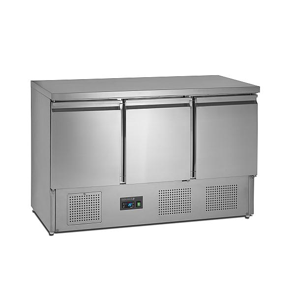 Comptoir pour saladette 3 portes dessus plat 400 litres inox 304 - SA1365 S/S_0