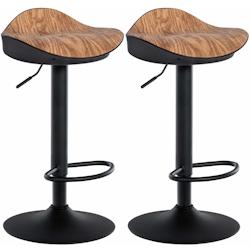 Décoshop26 - Lot de 2 tabourets de bar forme ergonomique en PVC couleur bois et pieds en métal noir 10_0004015 - noir 3000251892345_0