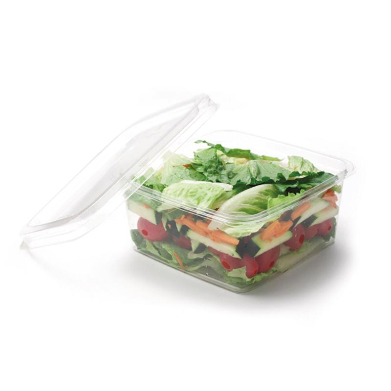 ECOLOMIQUE - 50 Pcs - Pot carré PLA transparent GS6-1 - 1100 ml, 16 cm x 16 cm, Hauteur: 6,5 cm - transparent plastique ECO210DESD33F_0
