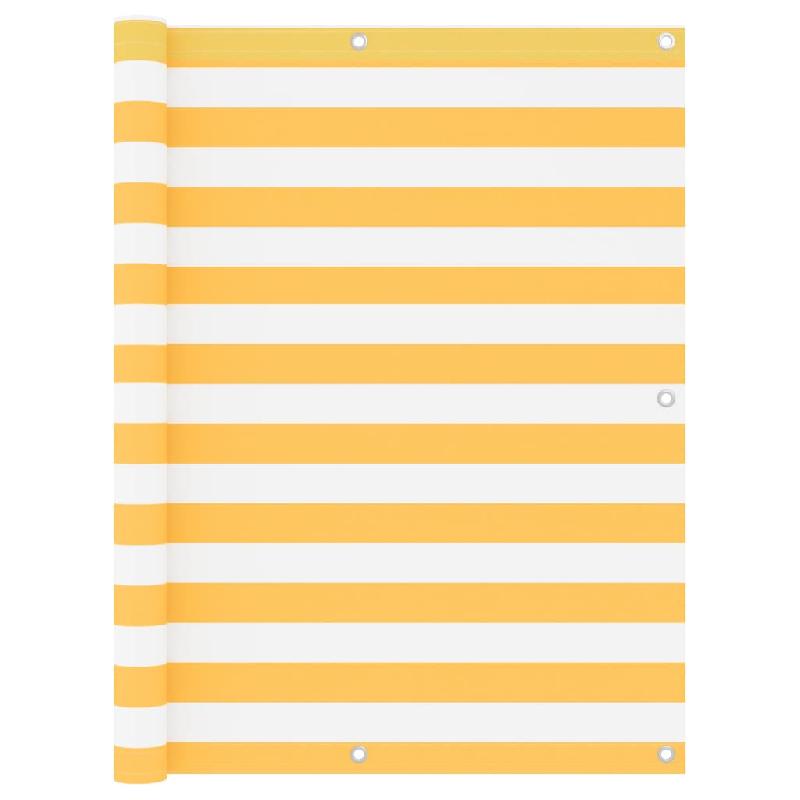 Écran de balcon brise-vue - Protection confidentialité 120x500 cm - Tissu Oxford imperméable blanc et jaune - Réf. 02_0010076_0