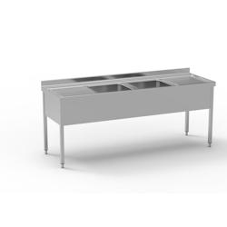 ERATOS Plonge Standard Serie 700 2200X700 2 Bacs Avec Egouttoir De Chaque Cote FGB-227/22 - Acier inoxydable 18/10 FGB-227/22_0