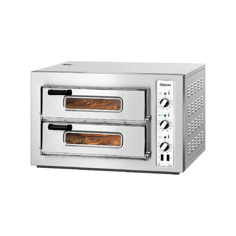 Four électrique 2 x 4 pizzas (Ø)250 mm, argenté, 6000 W, 400 V - TRI_0