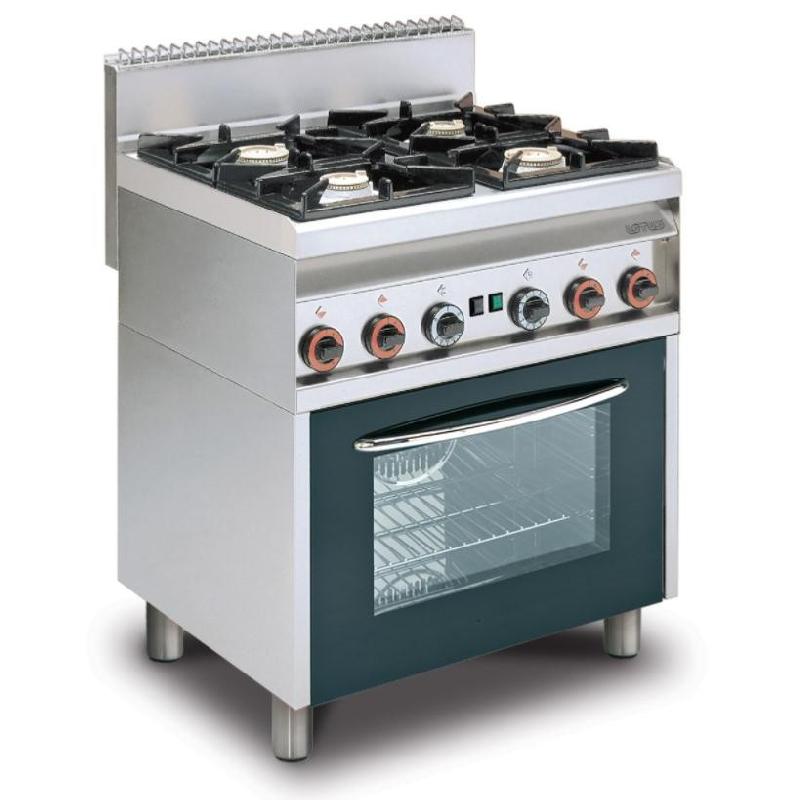 Fourneau gaz 4 feux sur four électrique statique | Lotus MagicProf 650 - Porte vitrée_0