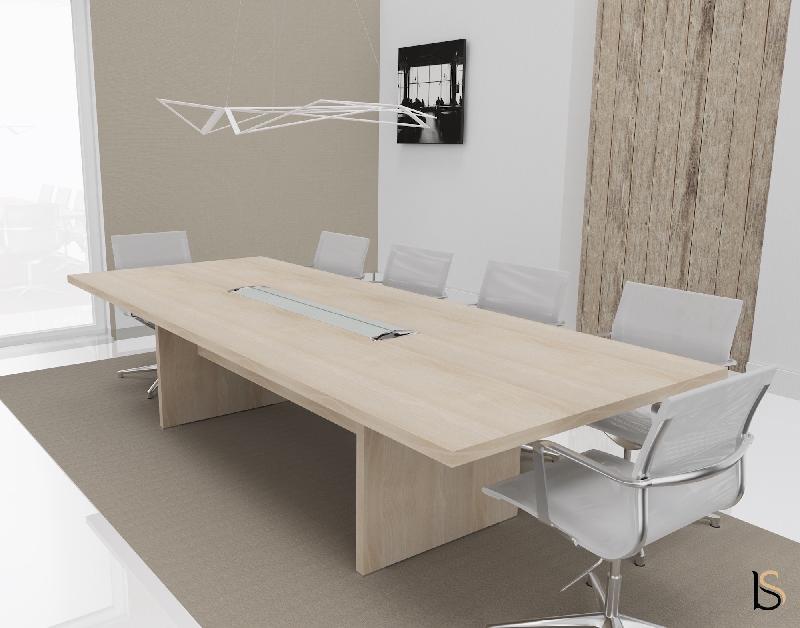 Grande table de réunion rectangulaire TAK - Mobel Linea. - Oui, Acacia clair, 300_0