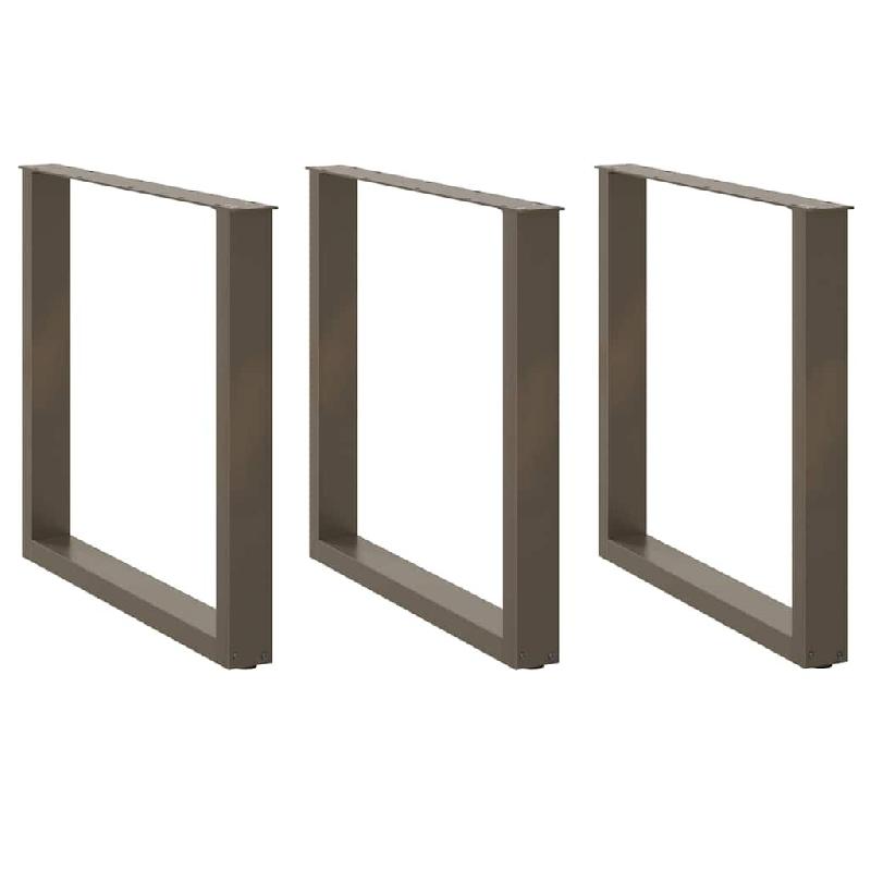 Helloshop26 - Lot de 3 pieds de table à manger en U robustes et réglables 90 x 73 cm en acier naturel 02_0057451 - acier 3000240044311_0