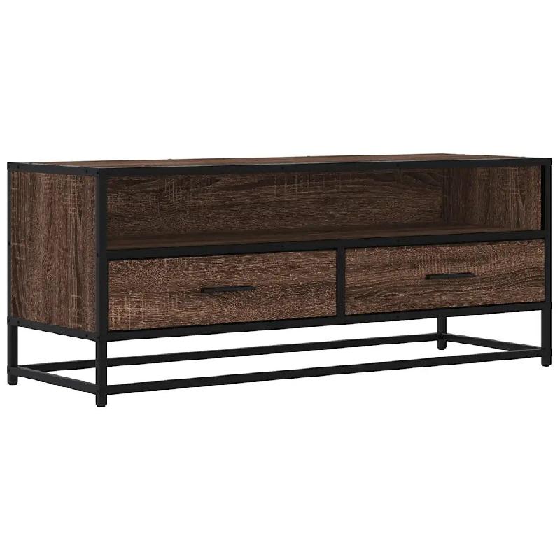 Helloshop26 - Meuble TV industriel avec grand espace de rangement 100 x 34,5 x 40 cm en bois d'ingénierie marron 02_0049592 - marron métal 300023591_0