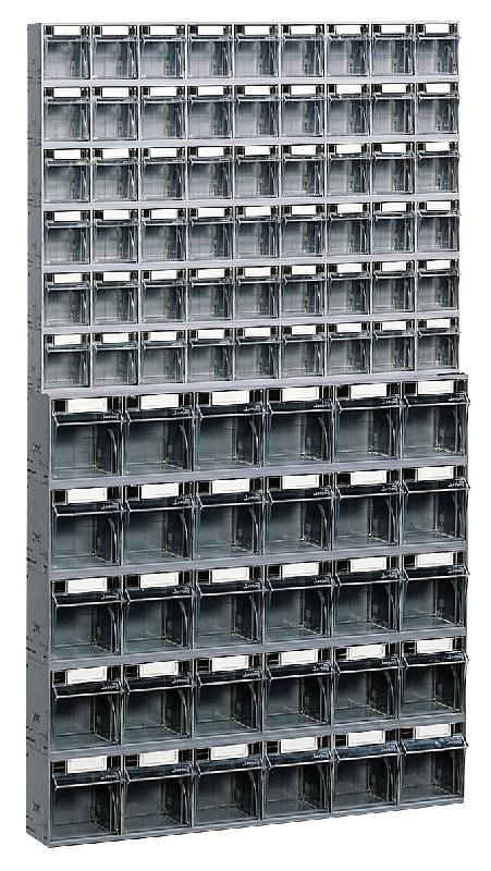 Kit bloc tiroir plastique praticbox 84 tiroirs avec cadre support mural_0