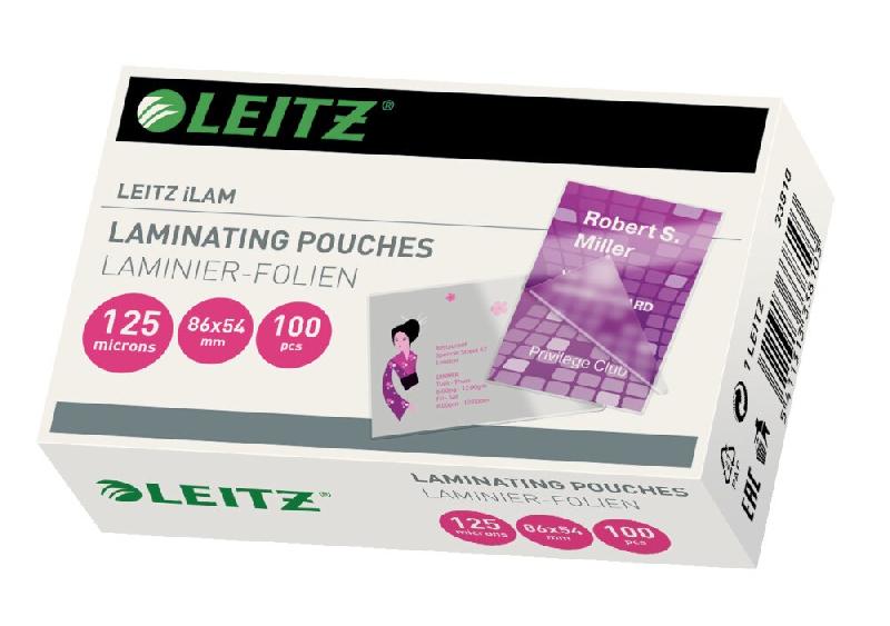 Leitz Paquet de 100 Pochettes de plastification à chaud format carte de crédit 125 microns 54 x 86 mm Brillant - transparent 33810_0