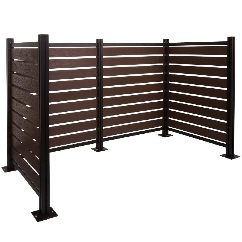 Mendler Alu Clôture pour poubelles HWC-K57, Habillage pour poubelles, aspect bois extensible 130x206x110cm ~ marron - marron métal 96946+3x96947_0