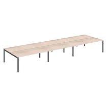 Pôle 6 bureaux droits Teamline L 540 cm - plateaux chêne clair piètement métal anthracite arche_0