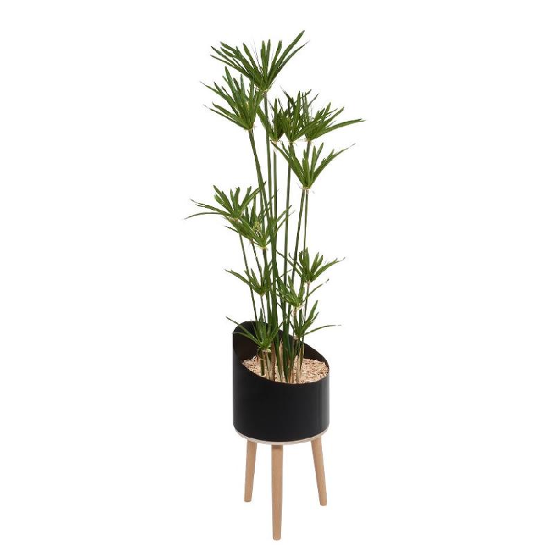 PAPYRUS artificiel en bac pieds bois_0