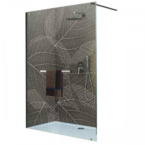 PAROI DE DOUCHE FIXE - SÉRIGRAPHIÉ VÉGÉTALE - PROFILÉ ARGENT BRILLANT - FRISBEE 100 CM LEDA