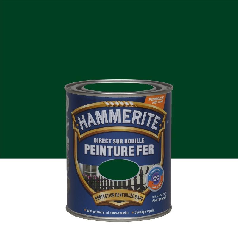 Peinture fer extérieur direct sur rouille HAMMERITE - Vert Buisson brillant - 0.75L - Protection et décoration_0