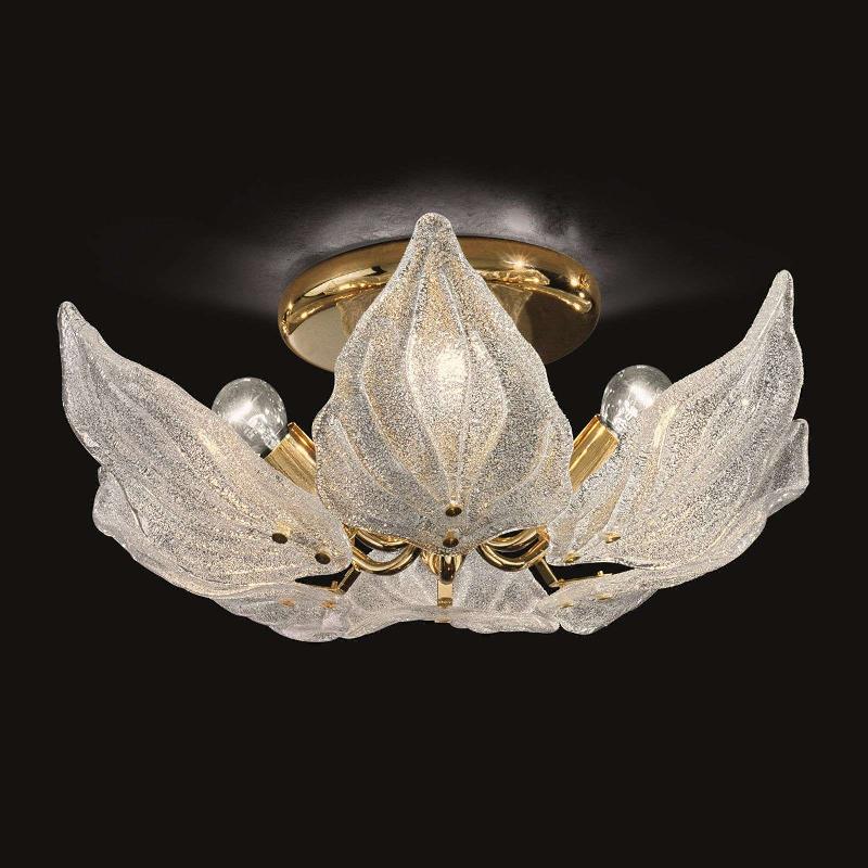 NOVARESI PLAFONNIER EN VERRE FOGLIE À 6 LAMPES