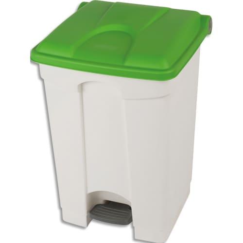 Probbax collecteur à pédale 45L - blanc et vert - polypropylène recyclé - qualité professionnelle_0