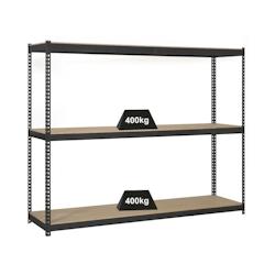 PROREGAL Étagère pour charges lourdes MID WOOD YETI THREE | HxLxP 150x120x75cm | Charge du compartiment 400kg | anthracite - gris métal PR_RS140-09_0
