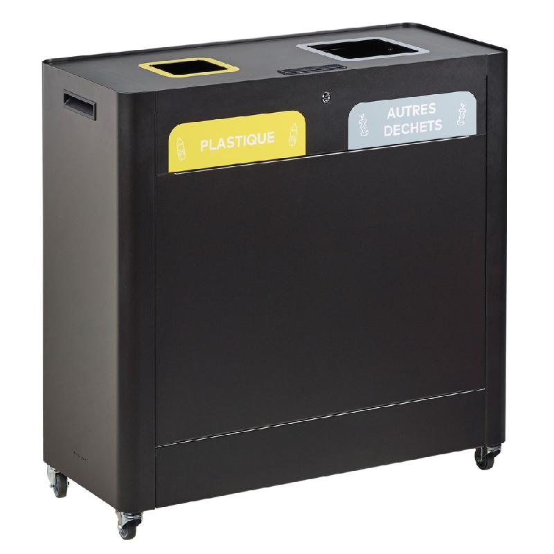 ROSSIGNOL Meuble de tri selectif 2 flux avec seaux  - plastique / autres dechets - Trimouv - gris manganese_0