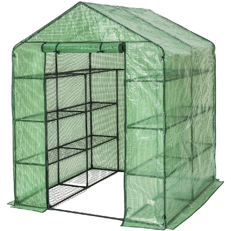 Serre de jardin souple 2,04 m² - Structure en acier thermo-laqué et bâche armée transparente/verte - Réf. 1608015_0