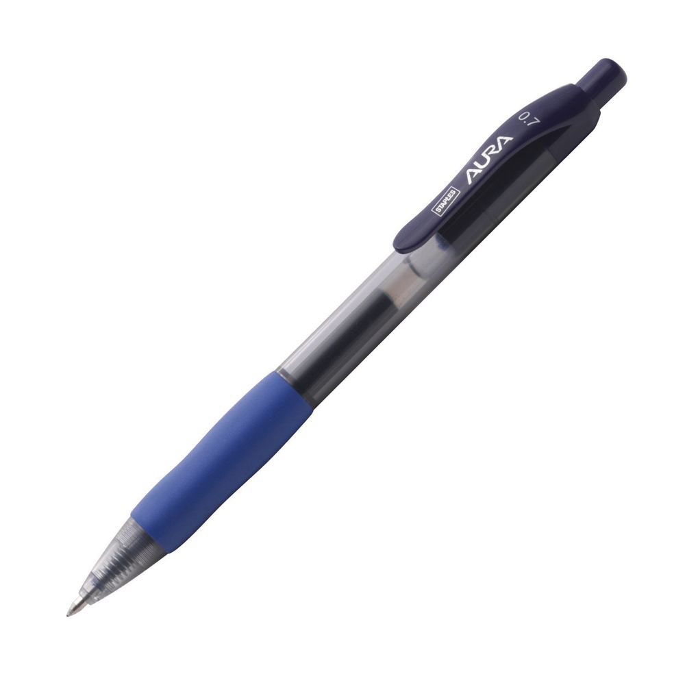 STYLO A ENCRE GEL RETRACTABLE - AURA - POINTE MOYENNE - 0,7 MM - AVEC ZONE DE PREHENSION - CORPS TRANSPARENT - ENCRE BLEUE - PAQUET 12 UNITES  - LOT DE 2