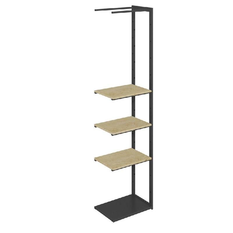 Suite structure Cage noir base métal 58x40x240cm 3 tablettes chêne clair_0