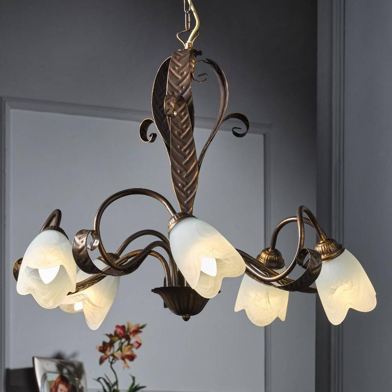 ONLI SUSPENSION SONIA À 5 LAMPES, BRONZE