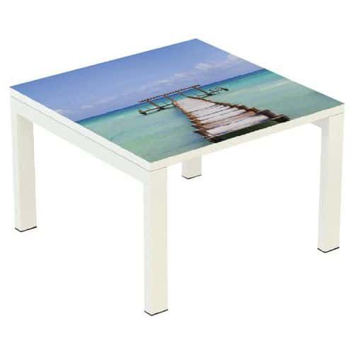TABLE BASSE EASY OFFICE 60X60 CM PIED BLANC PLATEAU PONTON - MANUTAN