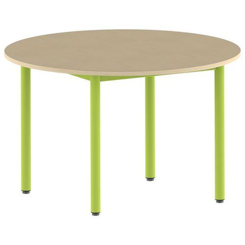TABLE CARÉLIE RONDE Ø 120 FIXE T6 STRAT HÊTRE MIEL- VERT - MOBIDECOR
